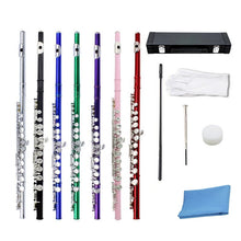 Load image into Gallery viewer, Il belin Western Concert Flute Silver Plated 16 Holes C Key Cupronickel Woodwind Instrument with Cork Grease
